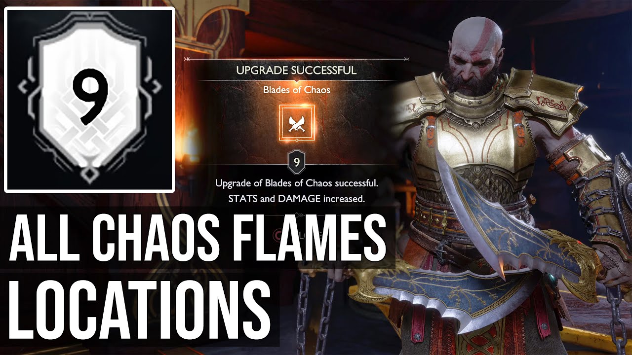 God of War Ragnarok &mdash; все локации с Пламенем Хаоса (полностью улучшите Клинки Хаоса до 9 уровня)