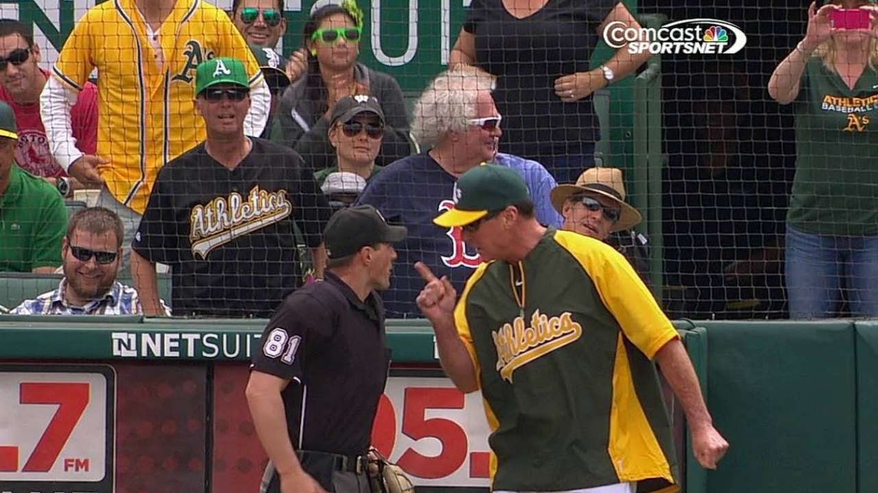BOS@OAK: Melvin ejected after arguing a call in 8th