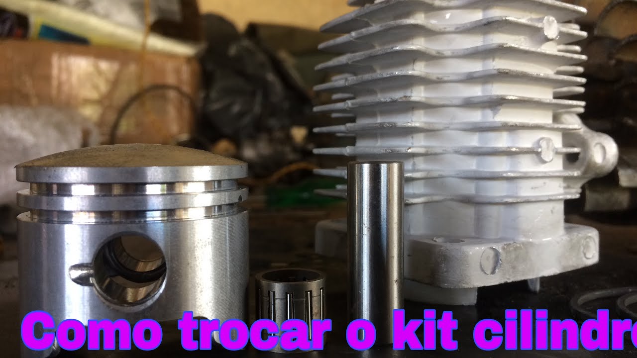 Como trocar o kit cilindro pistão da mini moto 50cc 2Tempos