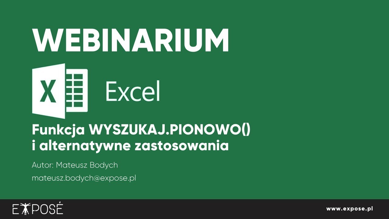 Webinarium Excel - Funkcja wyszukaj.pionowo() i alternatywne rozwiązania