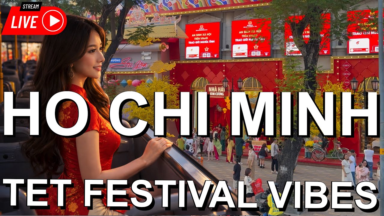 Vietnam Tet Holiday 2026 🇻🇳 | Ho Chi Minh City District 1 (City Bus & Night Festival) LIVE