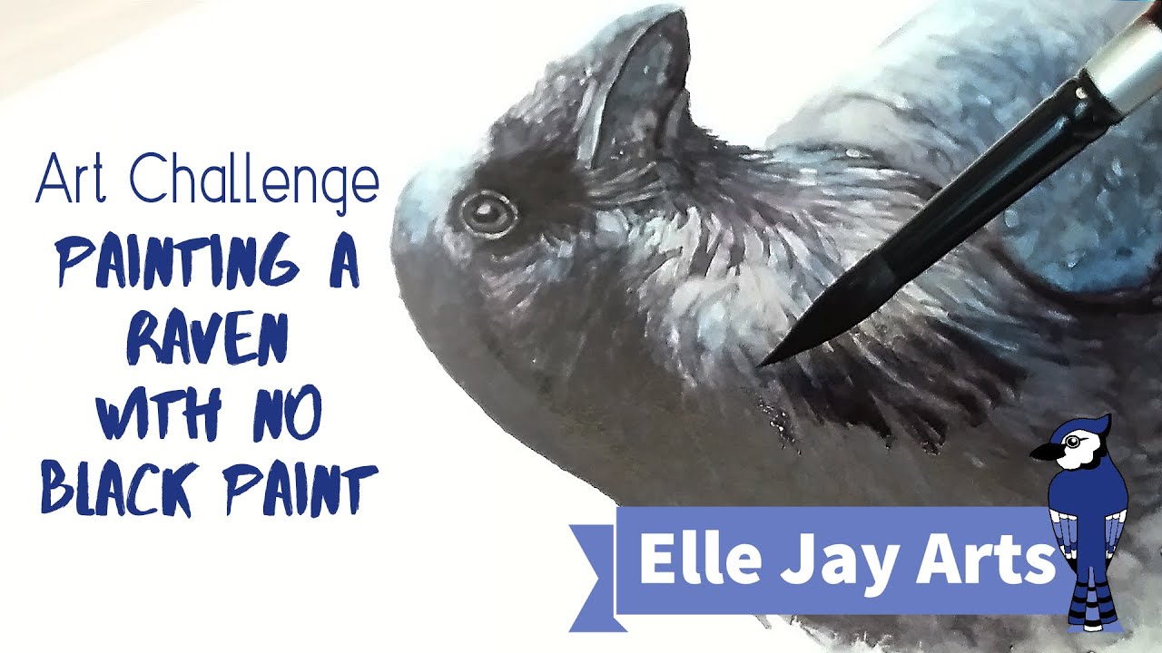 ART CHALLENGE - Painting a Watercolor Raven with NO BLACK PAINT.