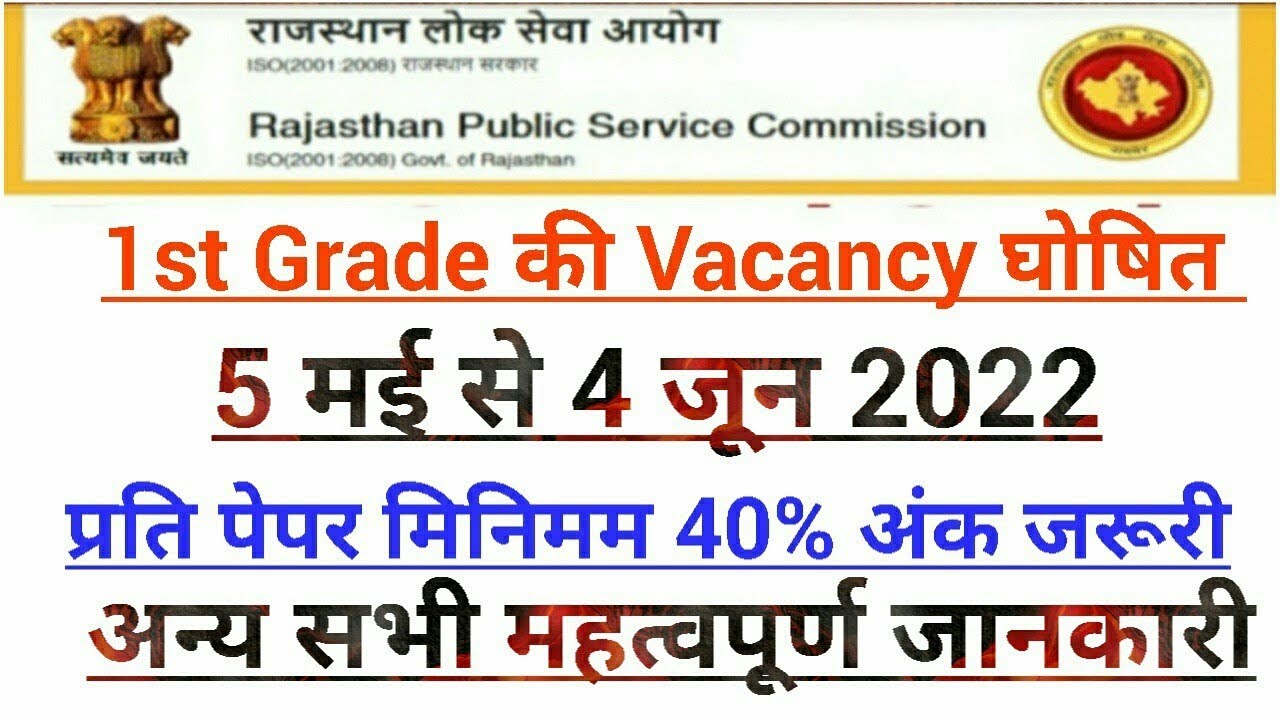 RPSC 1st Grade School Lecturer Vacancy 2022/rajasthan school lecturer vacancy 2022