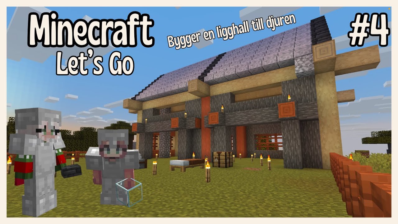 Minecraft Let's Go🦋#4🦋Bygger en ligghall till djuren..