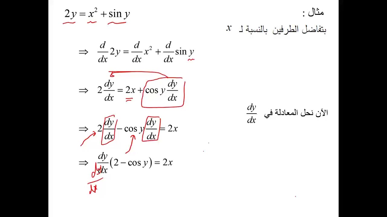 تفاضل وتكامل 1 _ المحاضرة 23 _ الاشتقاق الضمني  Implicit Differentiation