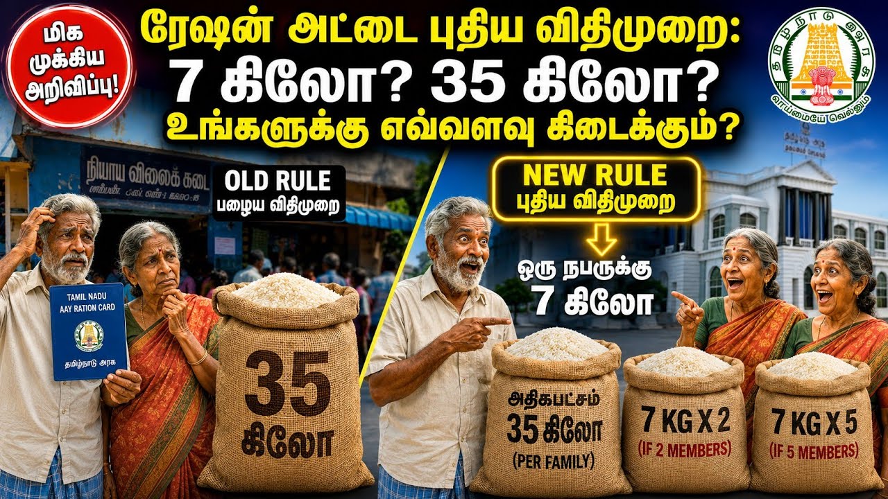 ரேஷன் அட்டைதாரர்களுக்கு அதிர்ச்சி தகவல்! இனி 35 கிலோ அரிசி கிடையாதா? | Ration Card New Rule 2026