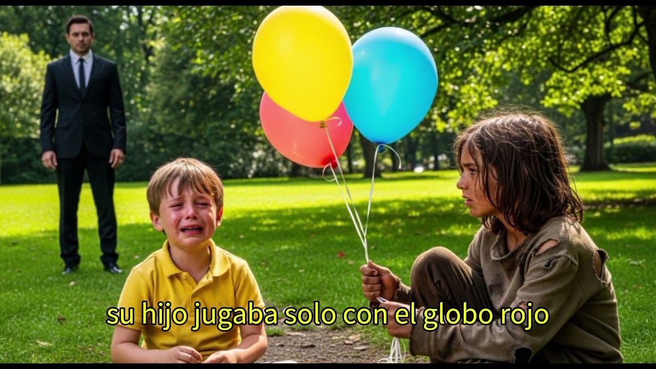 PEQUEÑA MENDIGA USA SU ÚNICA MONEDA PARA COMPRAR GLOBO AL HIJO DE UN MILLONARIO, Y ÉL OBSERVABA TODO
