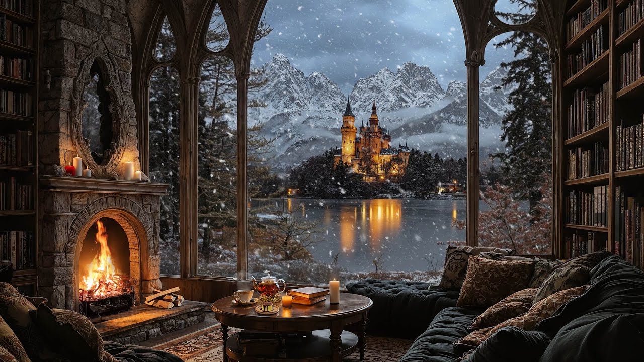 Candlelight Reading by the Window in a Gothic Castle ❄️ Dark Academia Piano for Reading & Focus