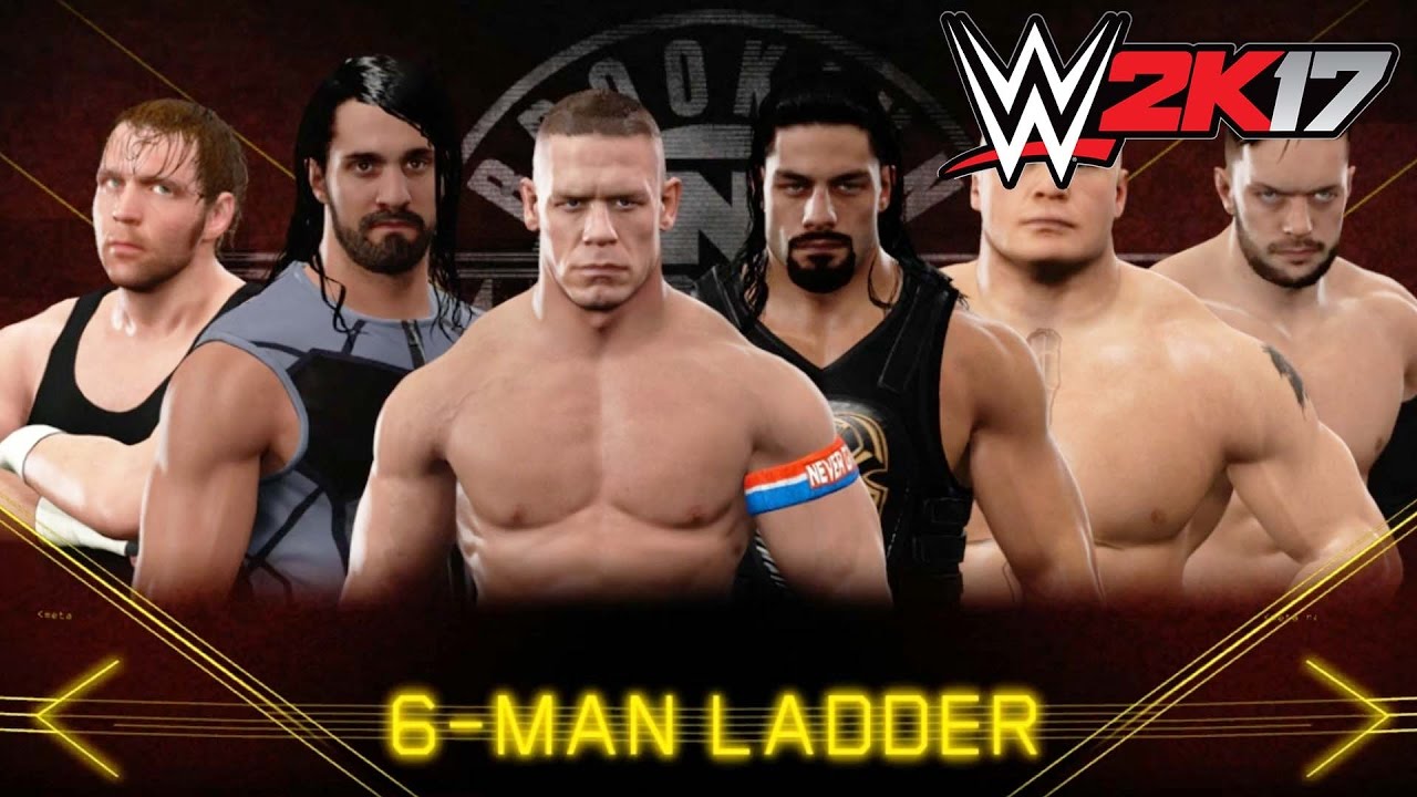 WWE 2K17 — геймплей Xbox 360 / PS3, 6-Men Ladder, Cena Rollins, Ambrose Reigns, Lesnar Balor