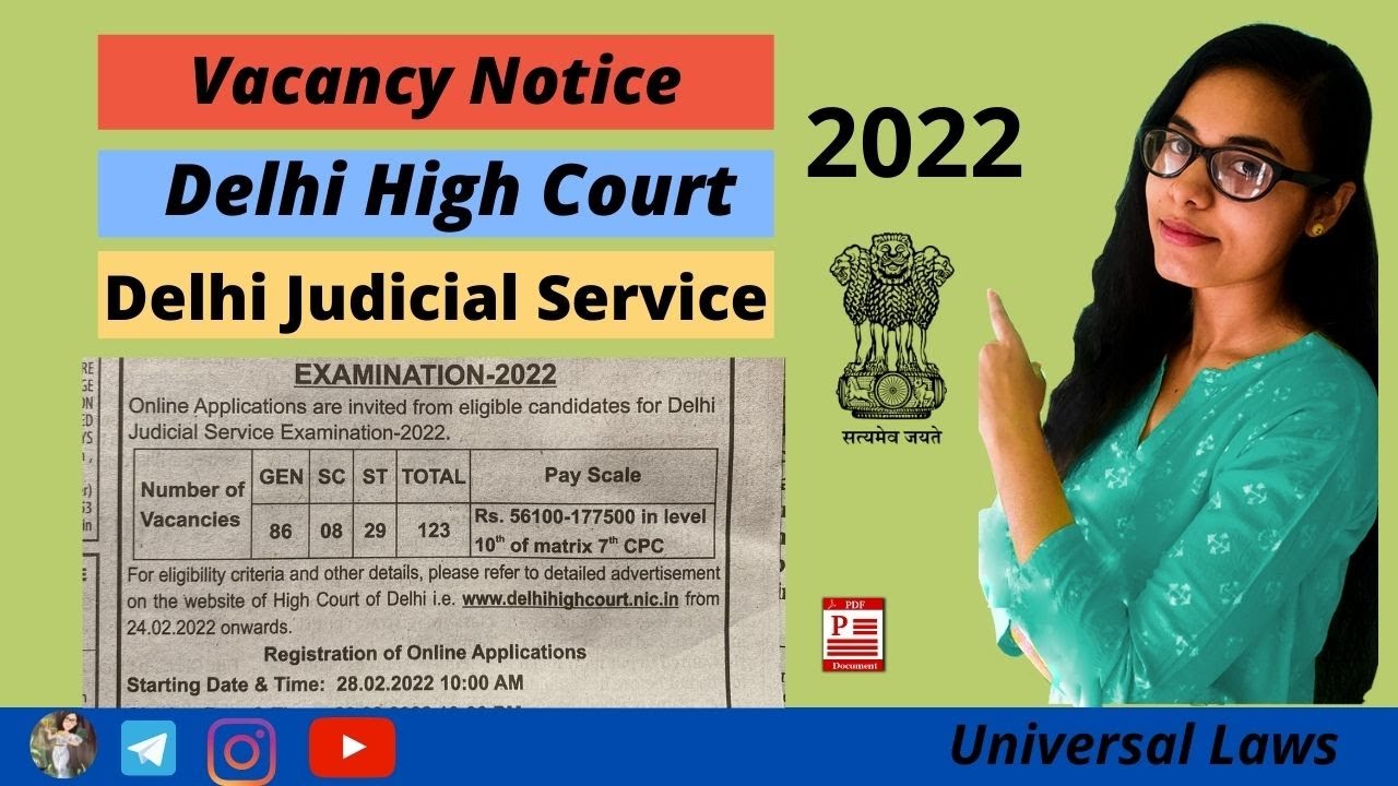 Delhi Judicial Services #2022 | #Notification | #Post | #DJS | #UNIVERSALLAWS