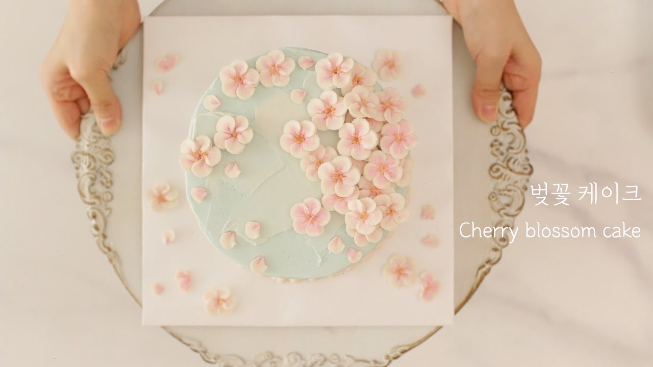 살랑살랑🌸벚꽃케이크 만들기/how to make a cherry blossom cake/フラワーケーキ作り方