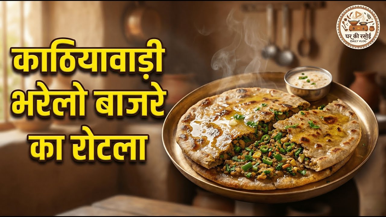 Kathiyawadi Bharelo Bajre Ka Rotla 😋 | Desi Winter Special | Ghar Ki Rasoi Daily Vlog #bajrekarotla