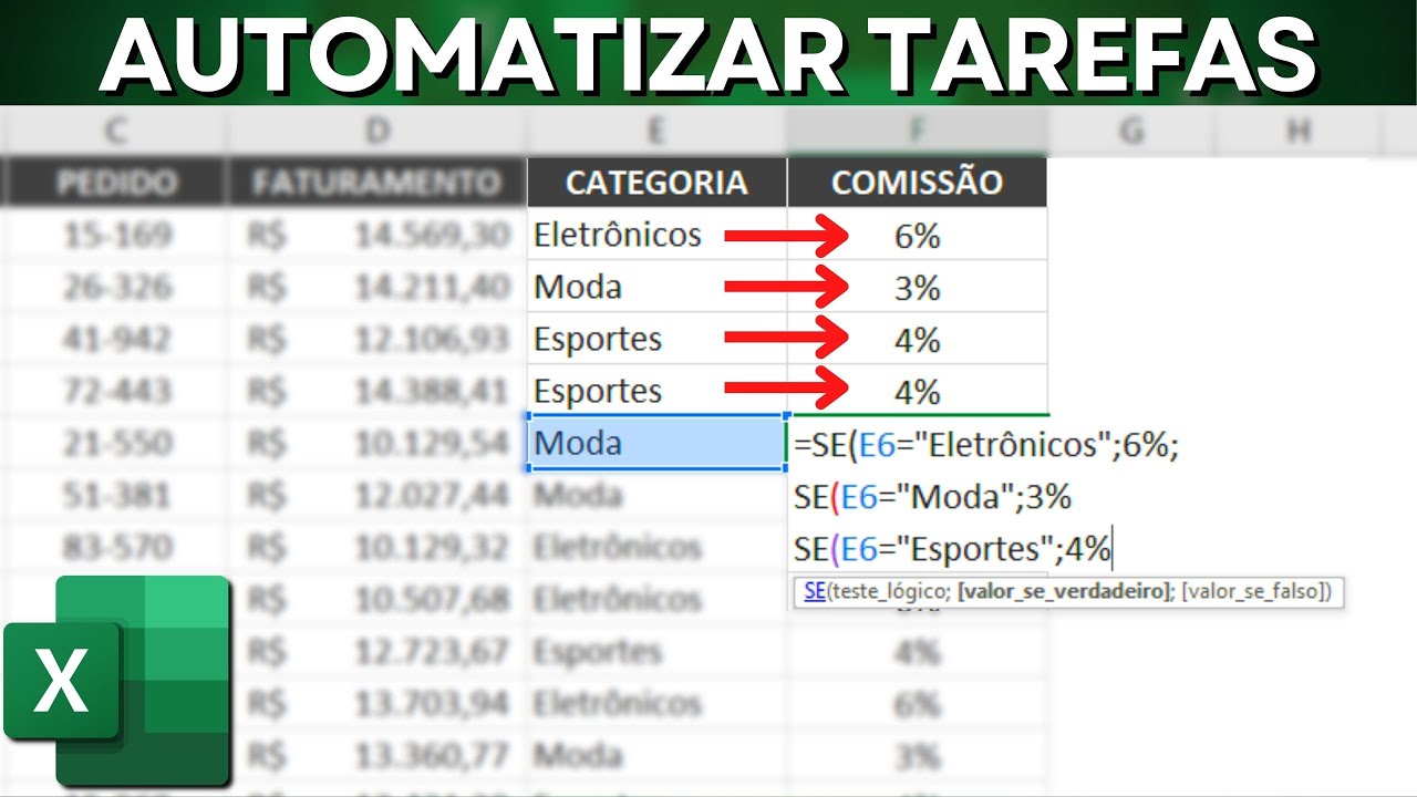 Função SE com 3 Condições Diferentes no Excel | Automatizar Tarefas na Planilha do Excel