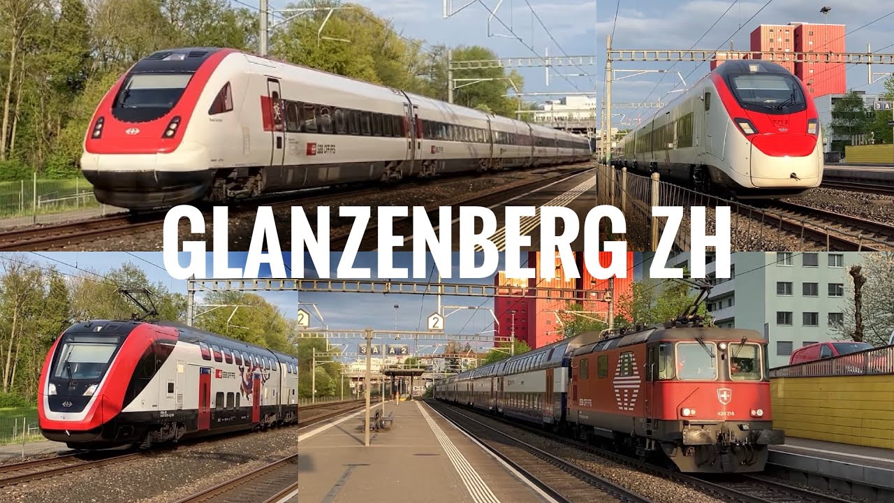 Züge im Minutentakt in Glanzenberg bei Zürich mit SBB Giruno und ICN, S-Bahn Zürich und SOB Traverso