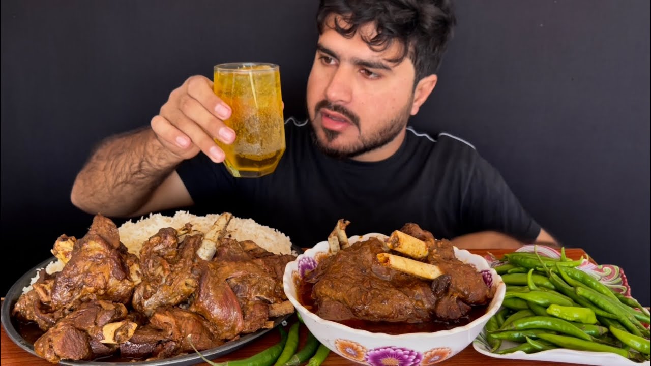 ASMR EATING SPICY MUTTON CURRY+WHITE RICE+GREEN CHILLI || MUKBANG(NO TALKING)