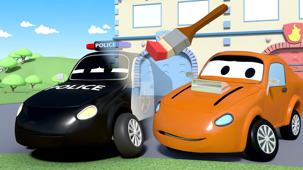 Auto patrouille 🚓  De onzichtbaarheidsverf  🚒 Autostad 🚓 politieauto cartoon cartoon voor kinderen