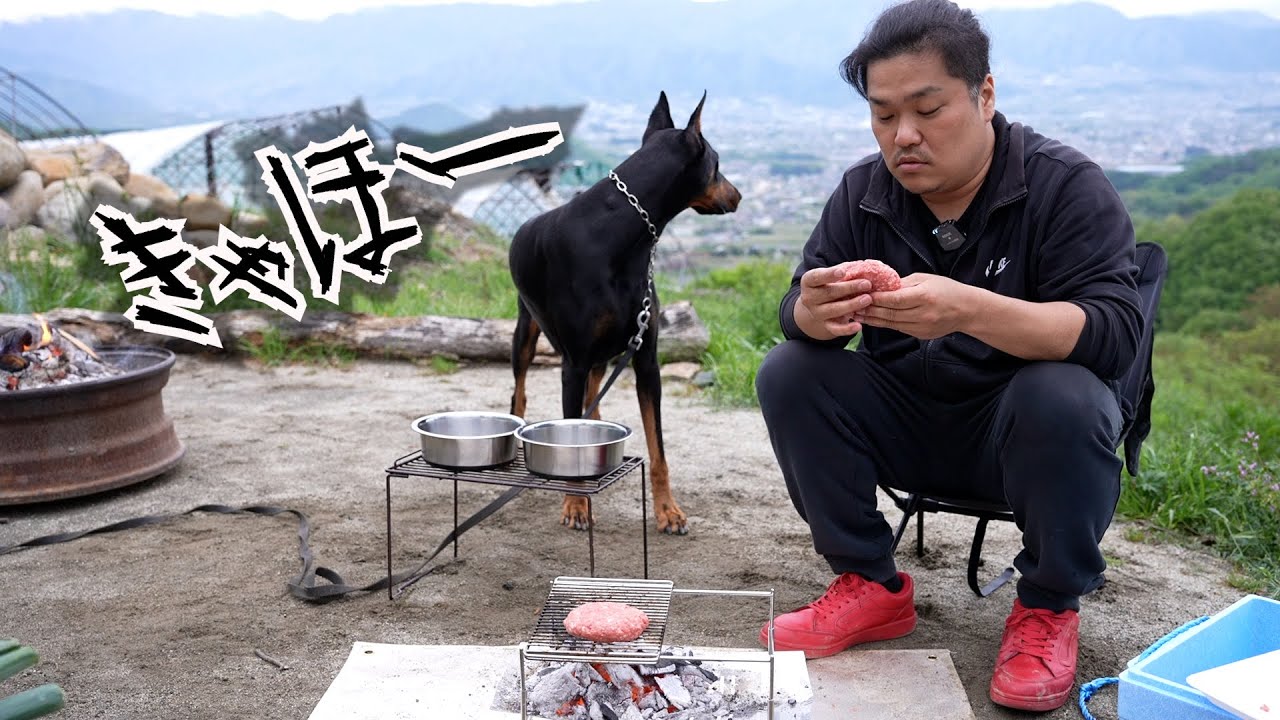 野生動物に反応する番犬ドーベルマン【ソロキャンプ】