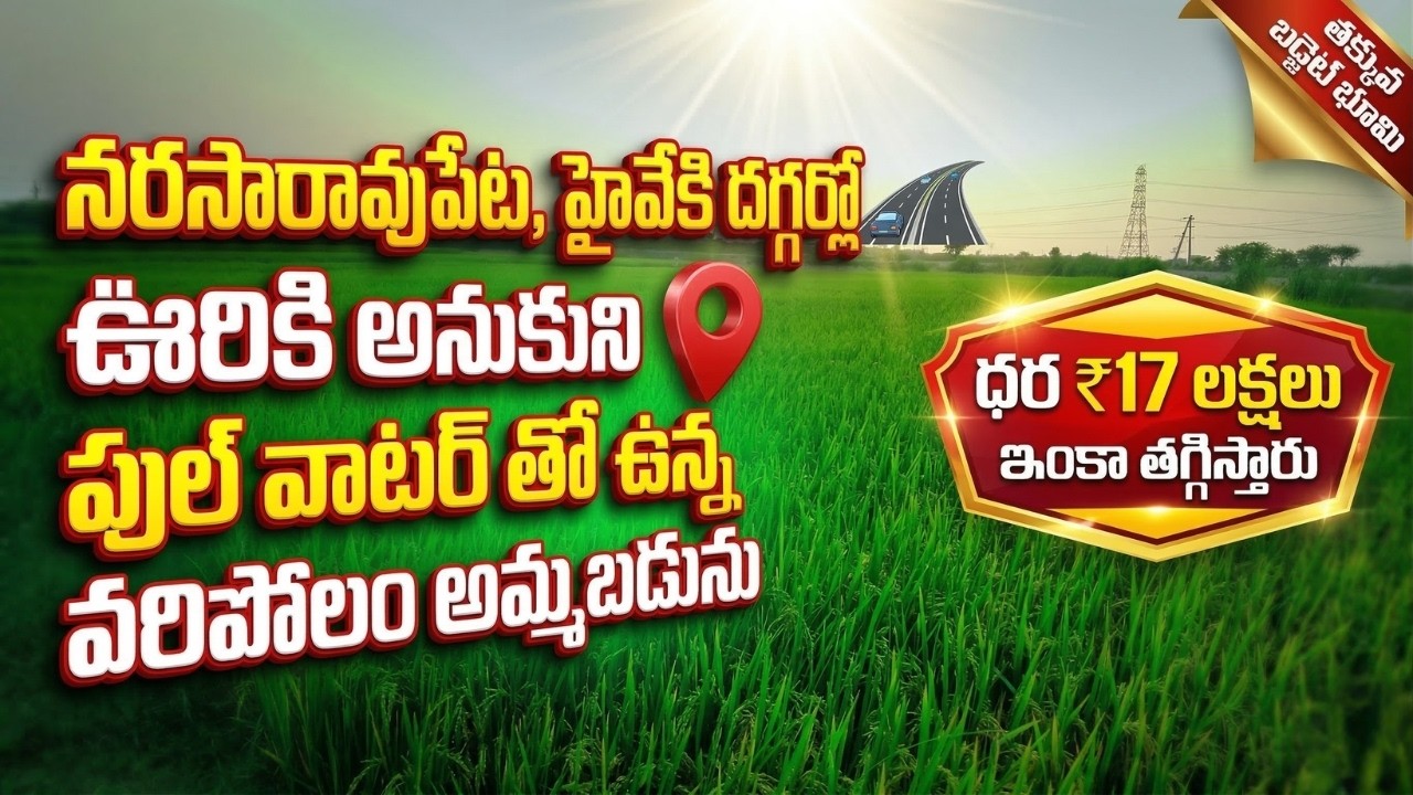 🚨 గ్రీన్ ఫీల్డ్ హైవే పక్కనే వరి పొలం అమ్మకానికి | ఎకరం ₹17 లక్షలు మాత్రమే | ఫుల్ వాటర్