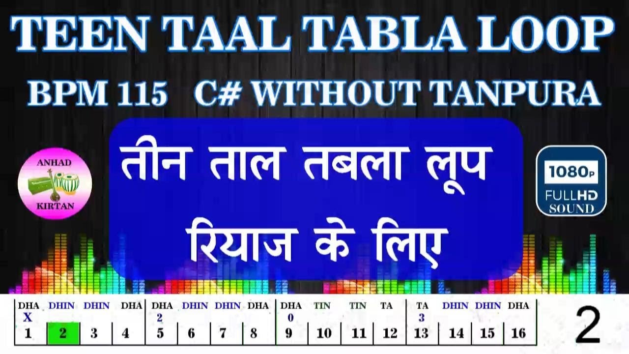 Teen Taal Tabla | Teen Taal | Teen Taal Loop | Tintal 16 beats | BPM 115 Scale C#