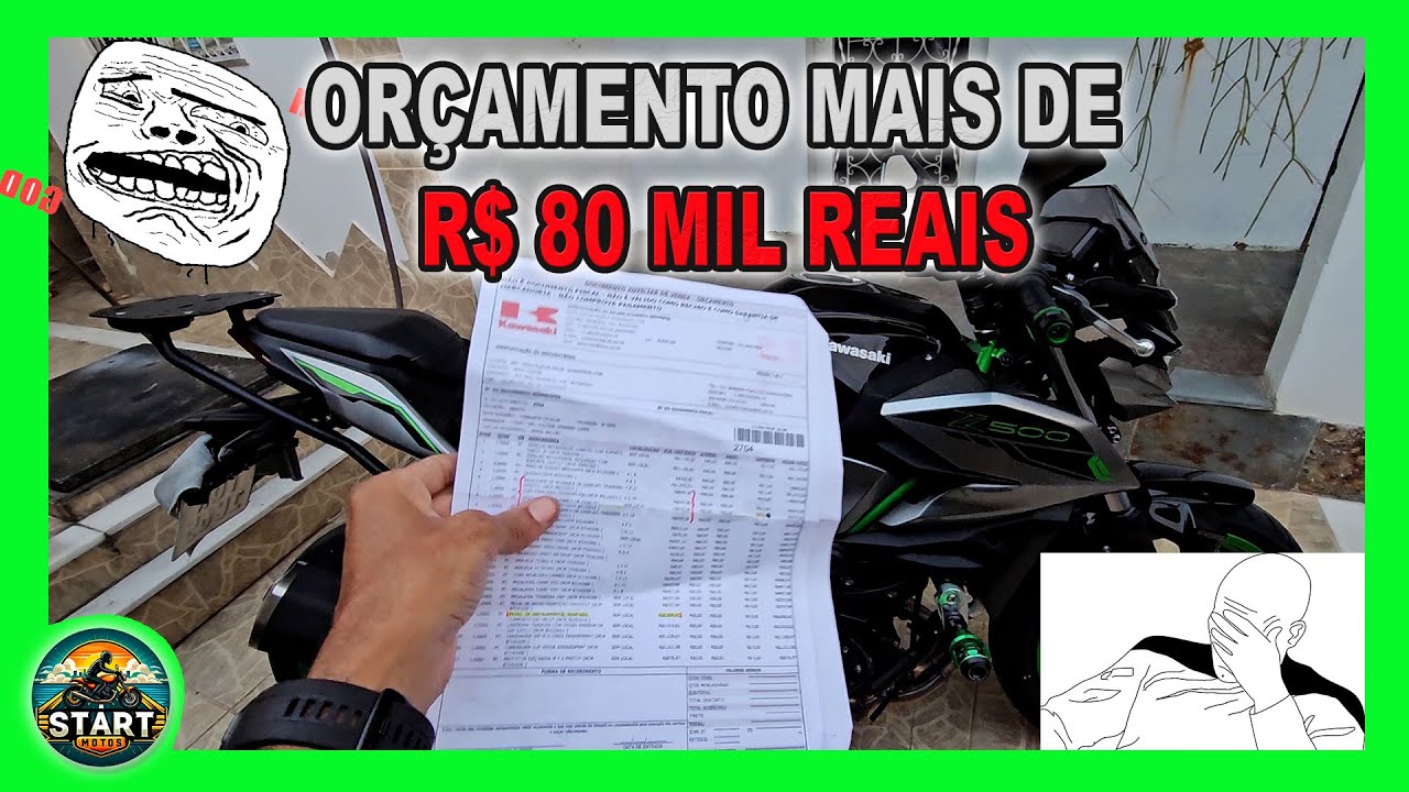 Orçamento de peças kawasaki z500SE. Ficou em mais de 80 MIL