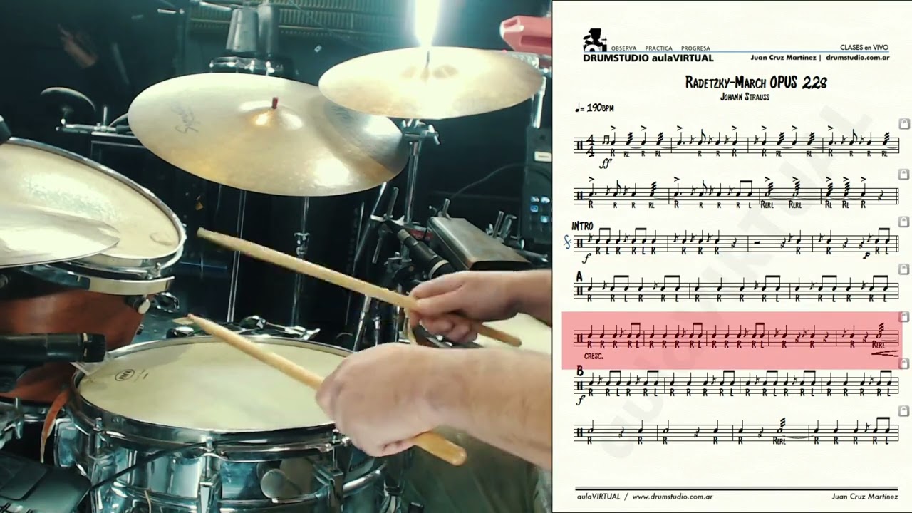 Bateria y partituras para tocar Radetzky march po.288 (J.Strauss)