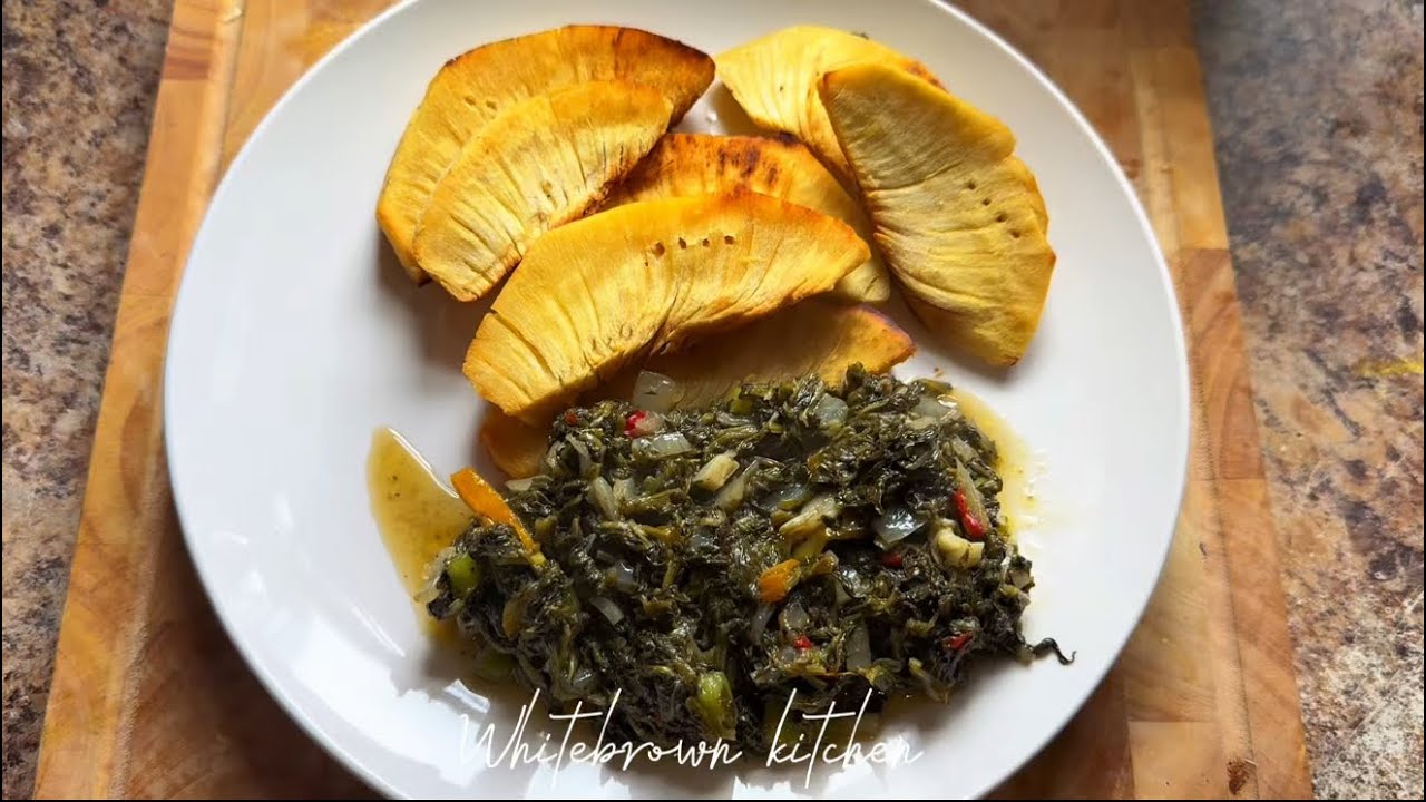 JAMAICAN Fried Breadfruit with Sautéed Spinach 🌿 | Easy Caribbean Vegan Recipe!