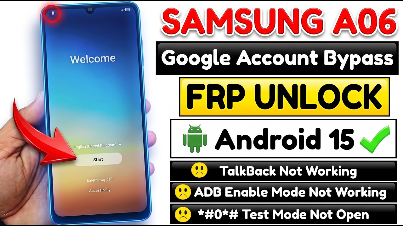 Samsung A06 FRP Bypass Android 15 (2026) 🔥 Google Account Unlock Without PC | Latest Working Method