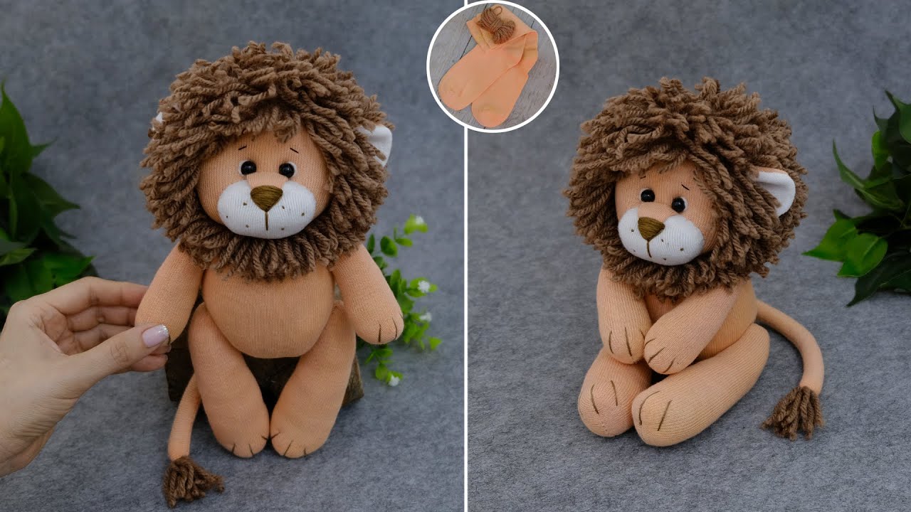 Лев, он же Лёва из носков 🦁🧦 Игрушка из носков своими руками