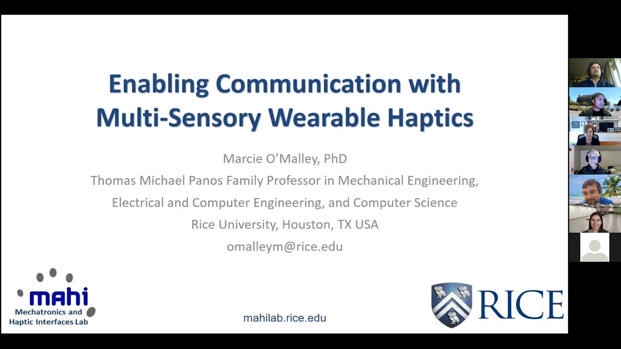 UW ECE Research Colloquium, December 1, 2020: Marcia O'Malley, Rice University