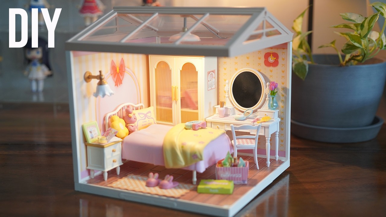 Building the Rolife Super Creator Lovely Pink Bedroom | Cozy DIY Miniature Dollhouse