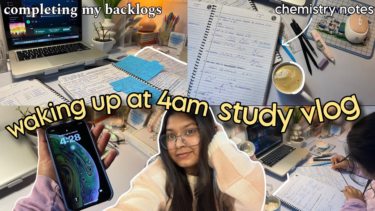 4:00 AM Productive Study Vlog ♡📝| Completing Backlogs 😮‍💨, making notes 📖 |