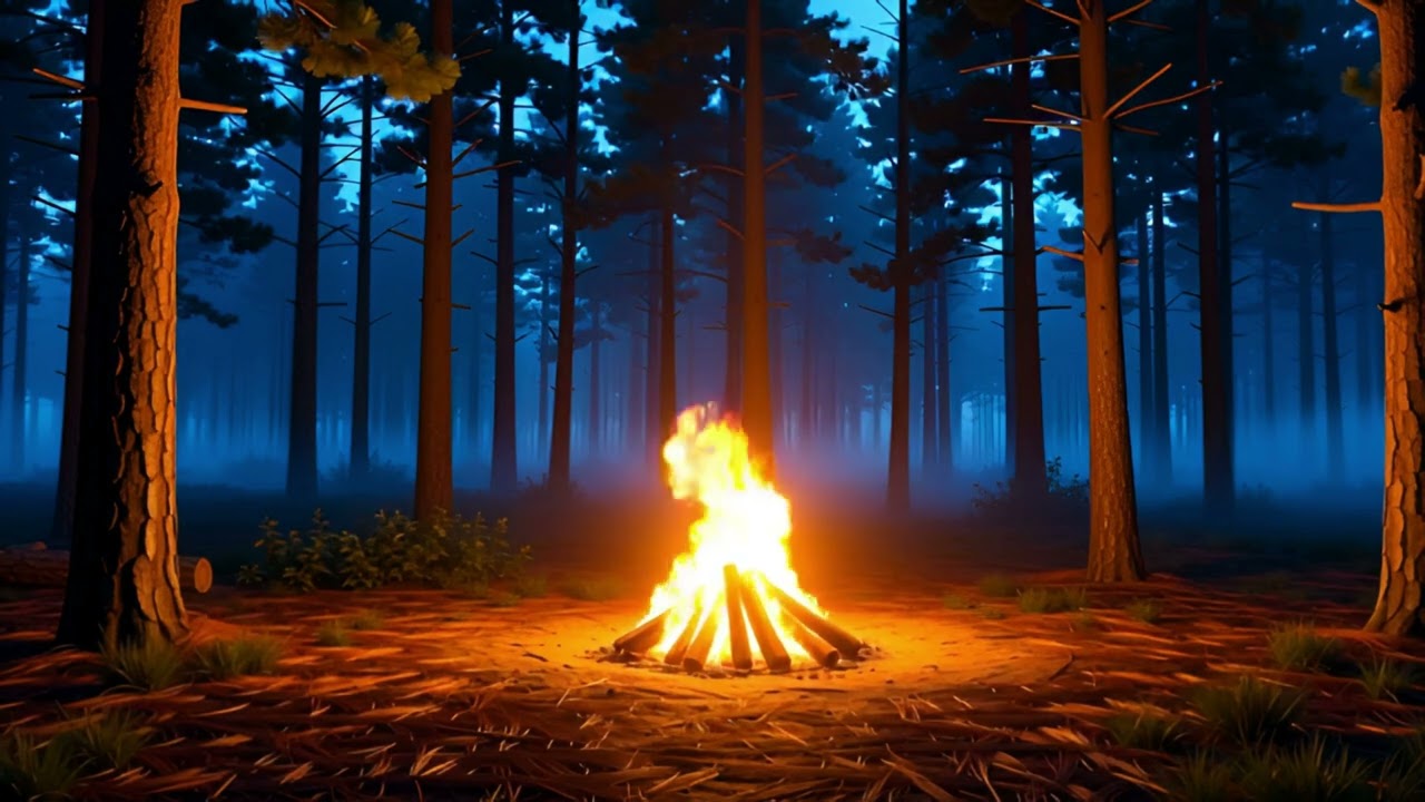 Deep Forest Campfire 🔥 | Cozy Night Ambience for Sleep (8 Hours)