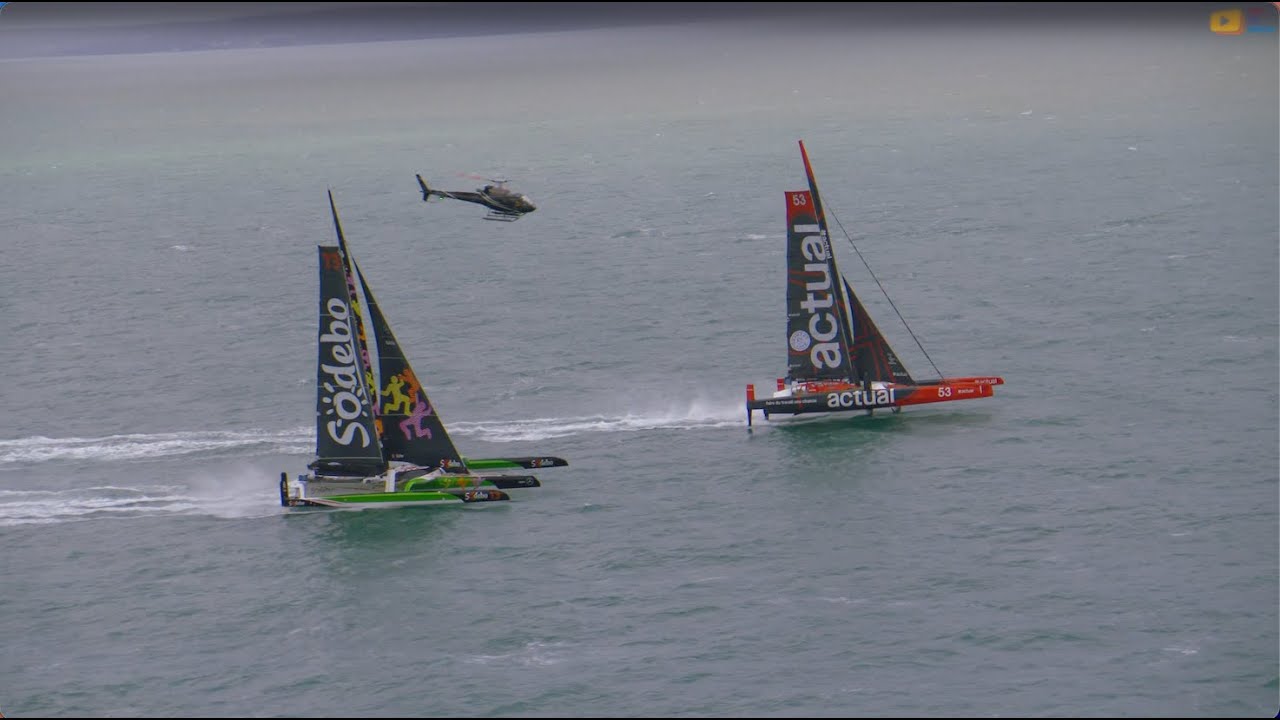 TRANSAT CAFÉ L'OR 2025  🇲🇫 |  Départ des Ultim |  TV Quiberon Sailing
