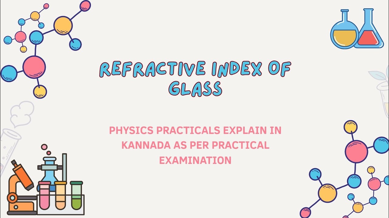 Refractive index of glass explained in Kannada as per practical examination.