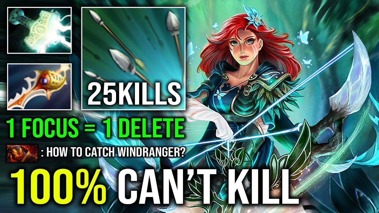 100% CAN'T KILL Unlimited Raining Arrow Nonstop Godlike Solo Mid Guide Windranger Dota 2