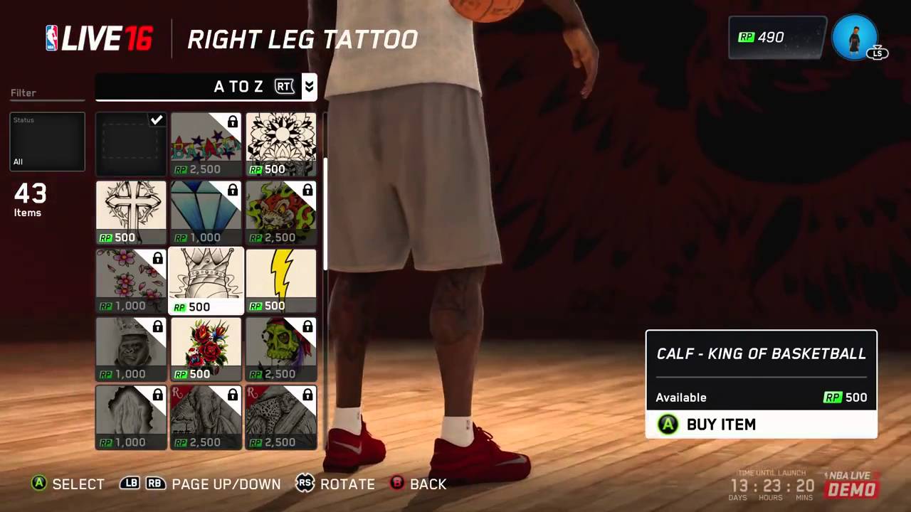 NBA Live 16 - All Tattoos / Designs (Arms, Legs, Neck) (1080p)