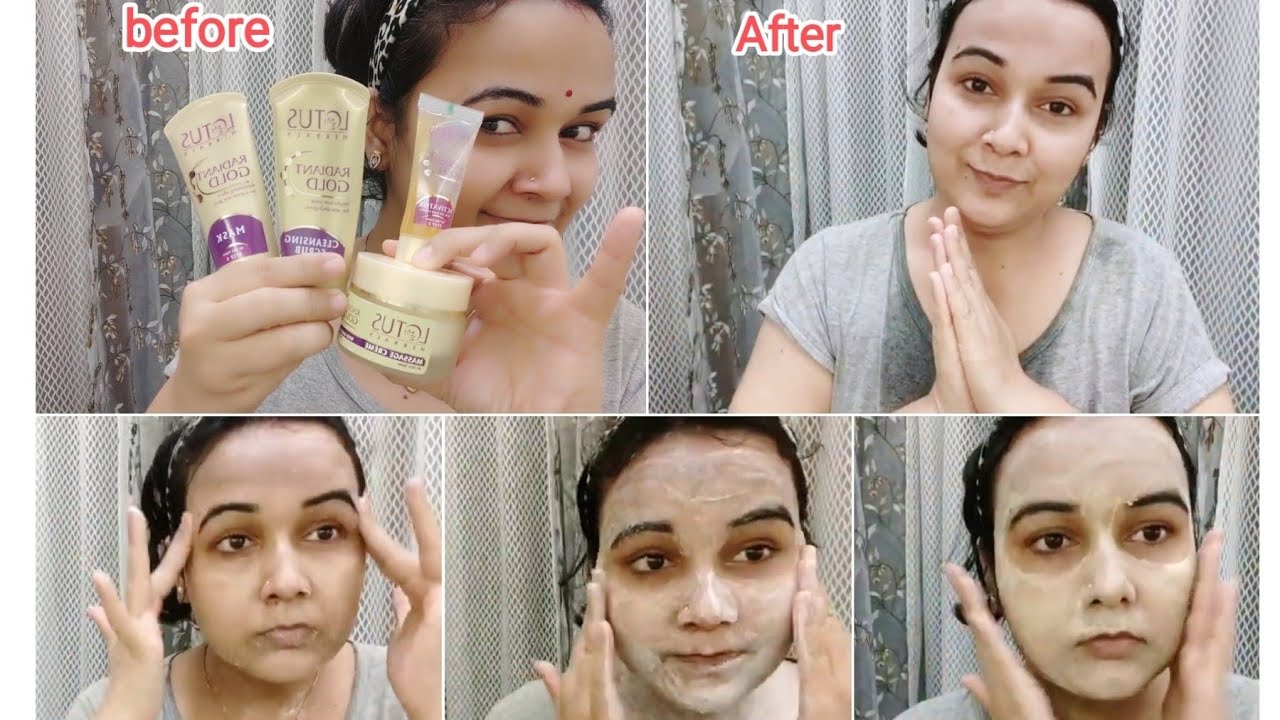 Facial steps |Facial at home |Lotus radiant gold facial kit result 