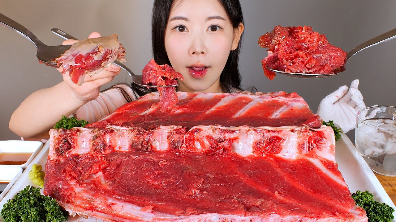 참치 긁..🐟🦴 숟가락으로 긁어 먹는 생참치 갈비 먹방 Raw Tuna [eating show] mukbang korean food