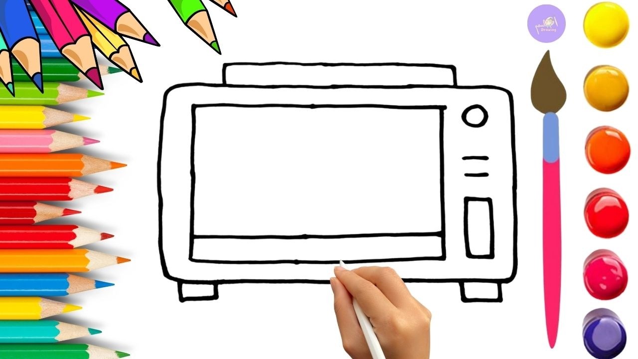 How To Draw cute Microwave Drawing, Painting & Coloring For Kids and Toddlers_🌈🎨