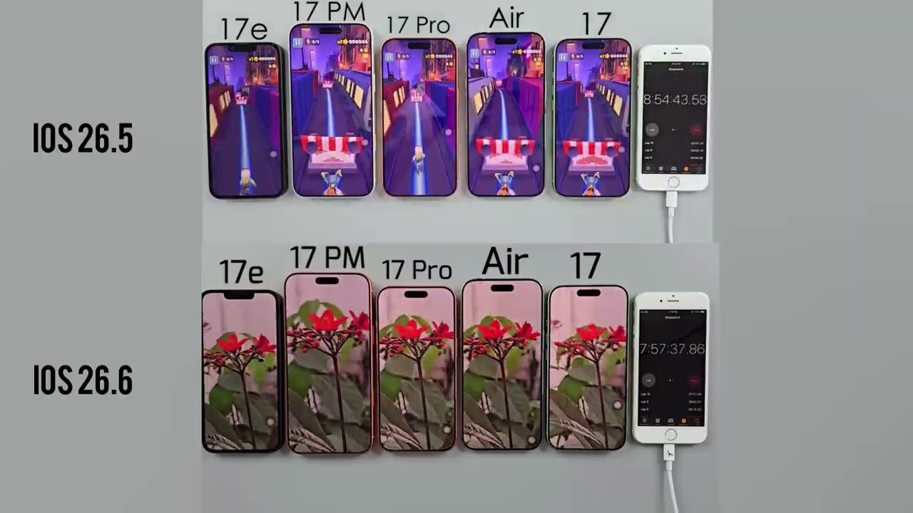 iPhone 17 SERIES - iOS 26.6 vs iOS 26.5 Battery Life DRAIN Test