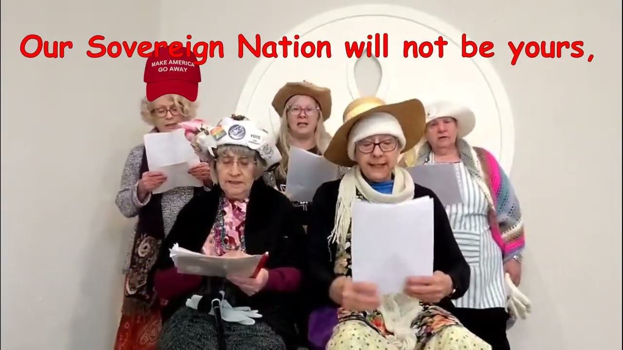 Canadian Solidarity Rally about the USA Problem, by the Calgary Raging Grannies