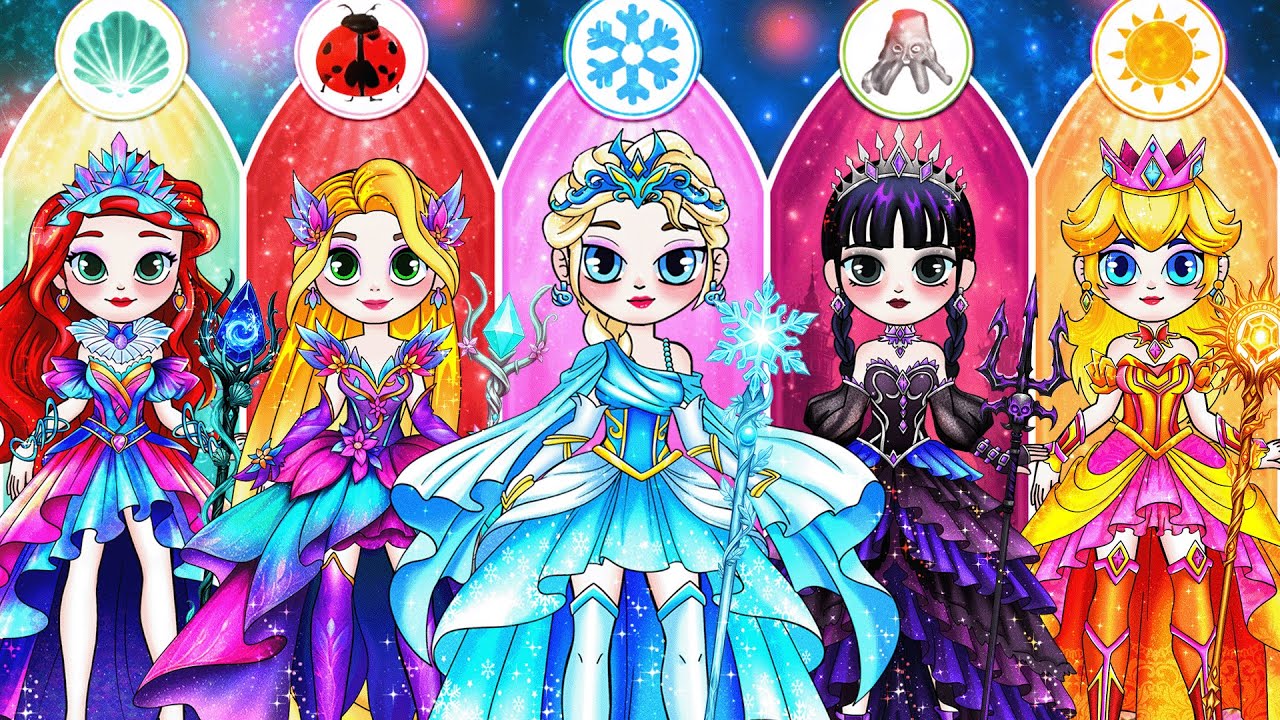 💖Paper DIY💖 Rumi, Zoey & Mira Mermaid Glow Up in Cardboard, Golden & Fluffy Fashion | Eira Luna Doll