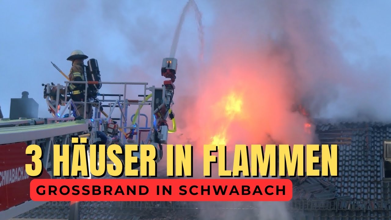 Drei Reihenhäuser in Flammen: Großbrand in Schwabach
