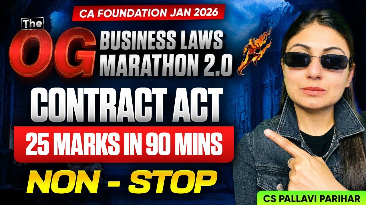 CA Foundation Business Laws: Indian Contract Act | Jan 2026 Exams Marathon | CS Pallavi Parihar