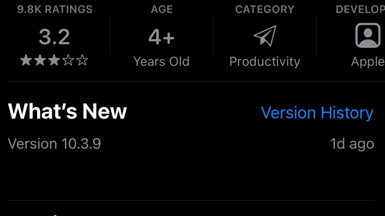 Version History Of App In App Store