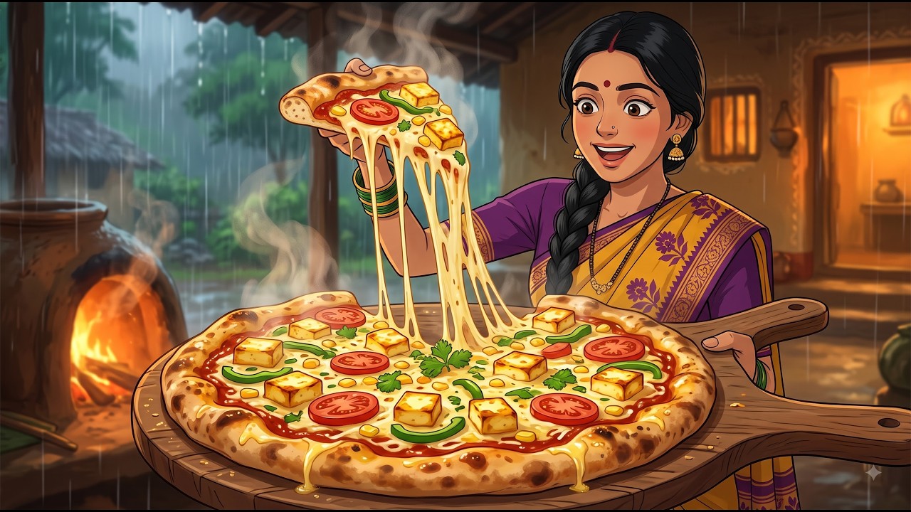 🍕Homemade Pizza in Heavy Rain | Building a Wood Fired Oven from Scratch | Cozy Village ASMR #ghibli