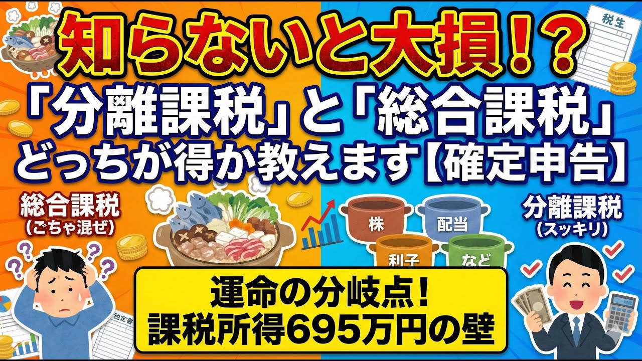 知らないと大損！？「分離課税」と「総合課税」どっちが得か教えます【確定申告】