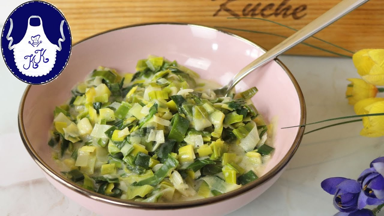 Porree Lauchgemüse, als schnelle und leckere Beilage, in 15 Minuten fertig