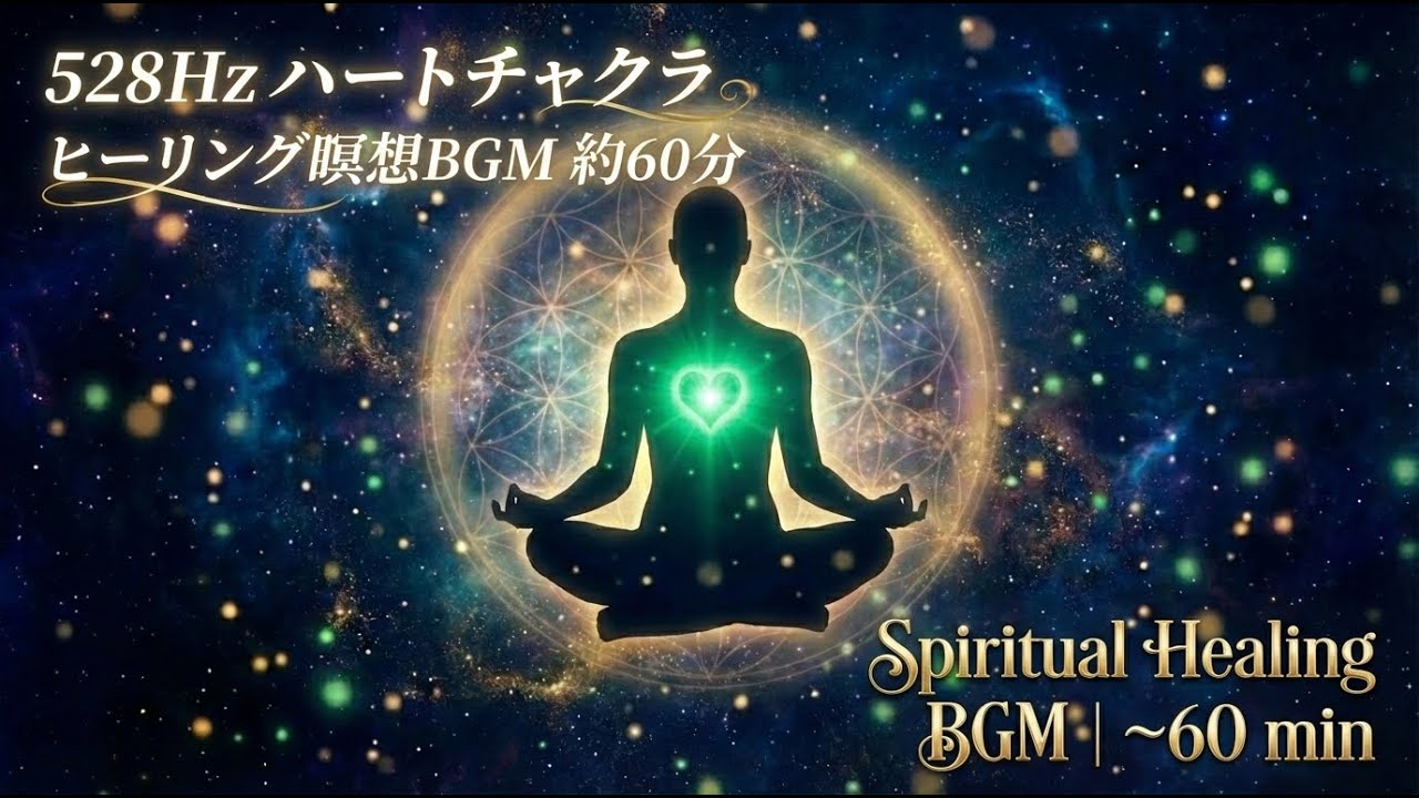 528Hz ハートチャクラ覚醒｜愛の周波数ヒーリング瞑想BGM（約60分）528Hz Love Frequency Heart Chakra Meditation (~60 min)