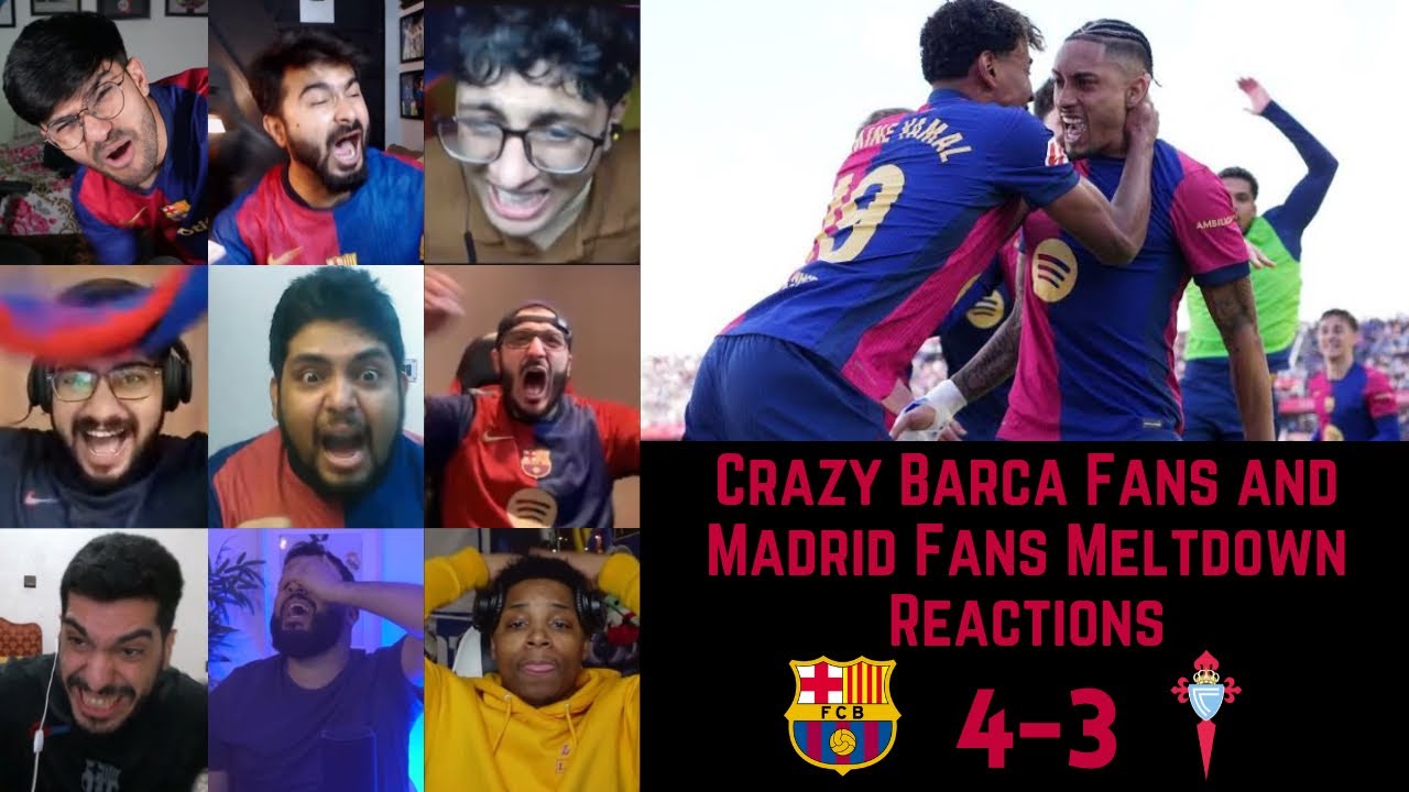 Crazy BARCA Fans and MADRID Fans Meltdown Reactions to BARCELONA 4-3 CELTA VIGO | LA LIGA GW 32
